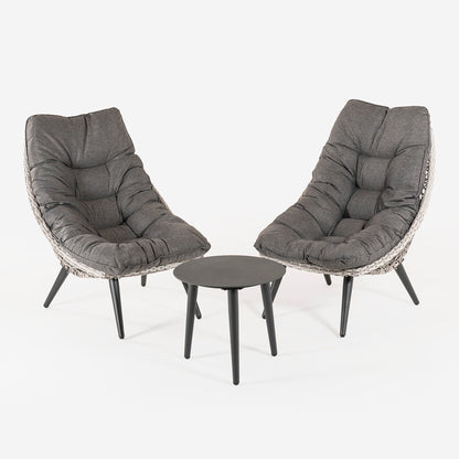 Conjunto Relax Para Jardín, Aluminio Y Rattán Sintético Abierto Redondo, Forma De Huevo, Color Gris, Cojin Incluido_2