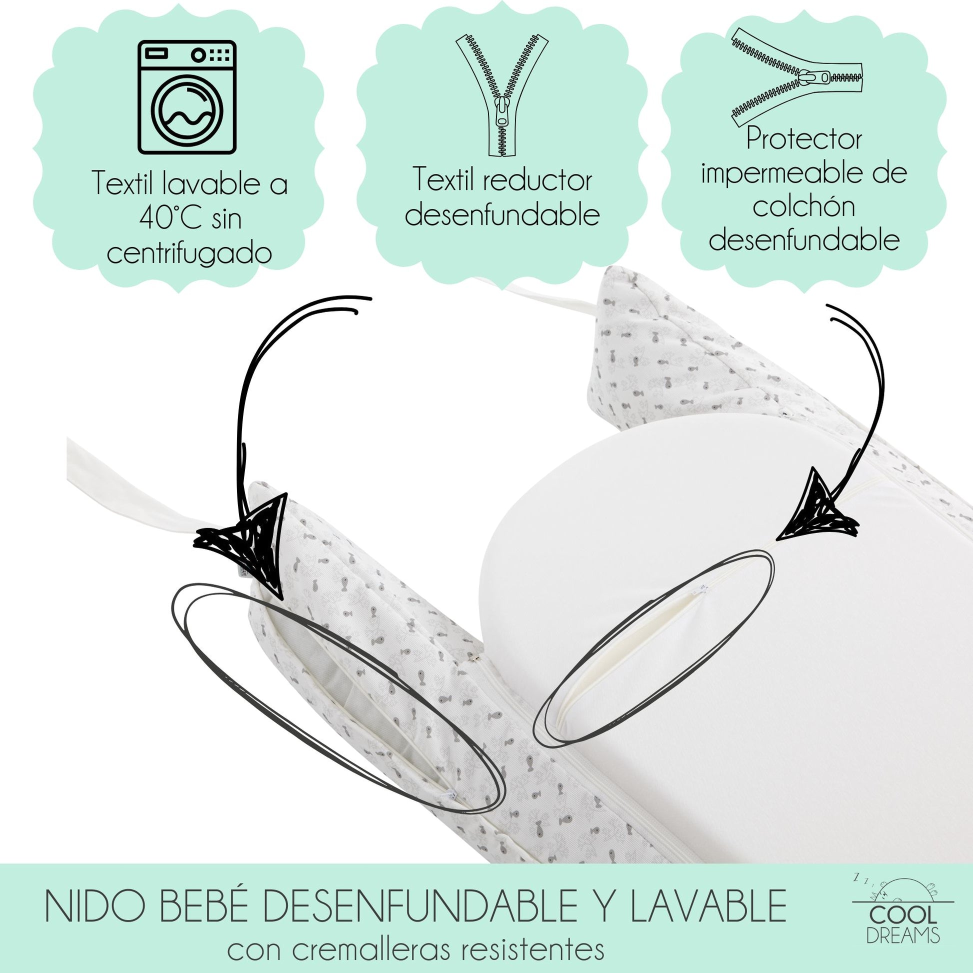 Cojín Nido Reductor De Base Impermeable Grey Atlantis