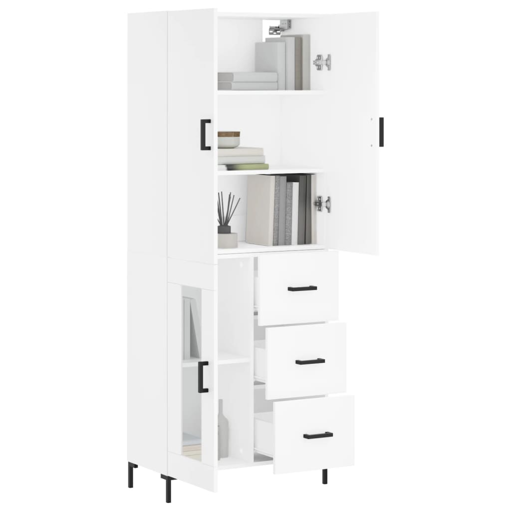 Aparador Alto Madera Contrachapada Blanco 69,5x34x180 Cm_2