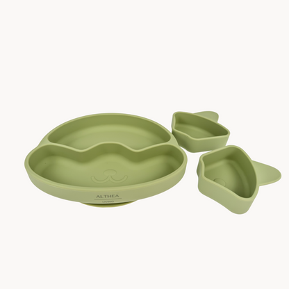 Plato Con Divisiones Extraíbles Y Forma De Perrito - Verde Oliva.