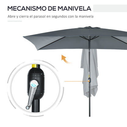 Outsunny Sombrilla Jardín Aluminio 200x300x253 Cm Inclinable Con Manivela Gris_4