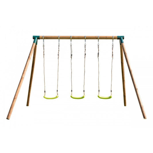Columpio Triple De Madera Redonda Masgames Etna Xl._0