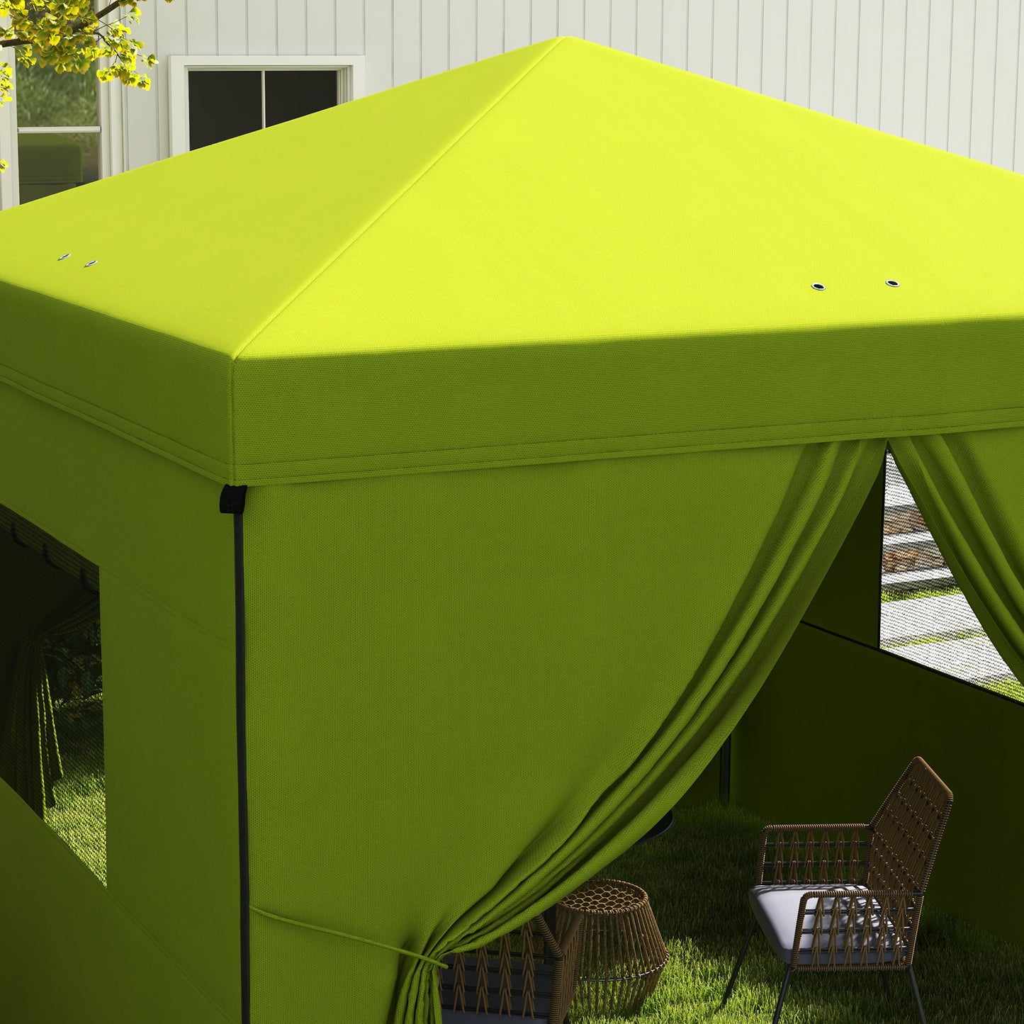 Outsunny Carpa Plegable 3x3 M Con 4 Paredes Laterales Altura Ajustable Verde_4