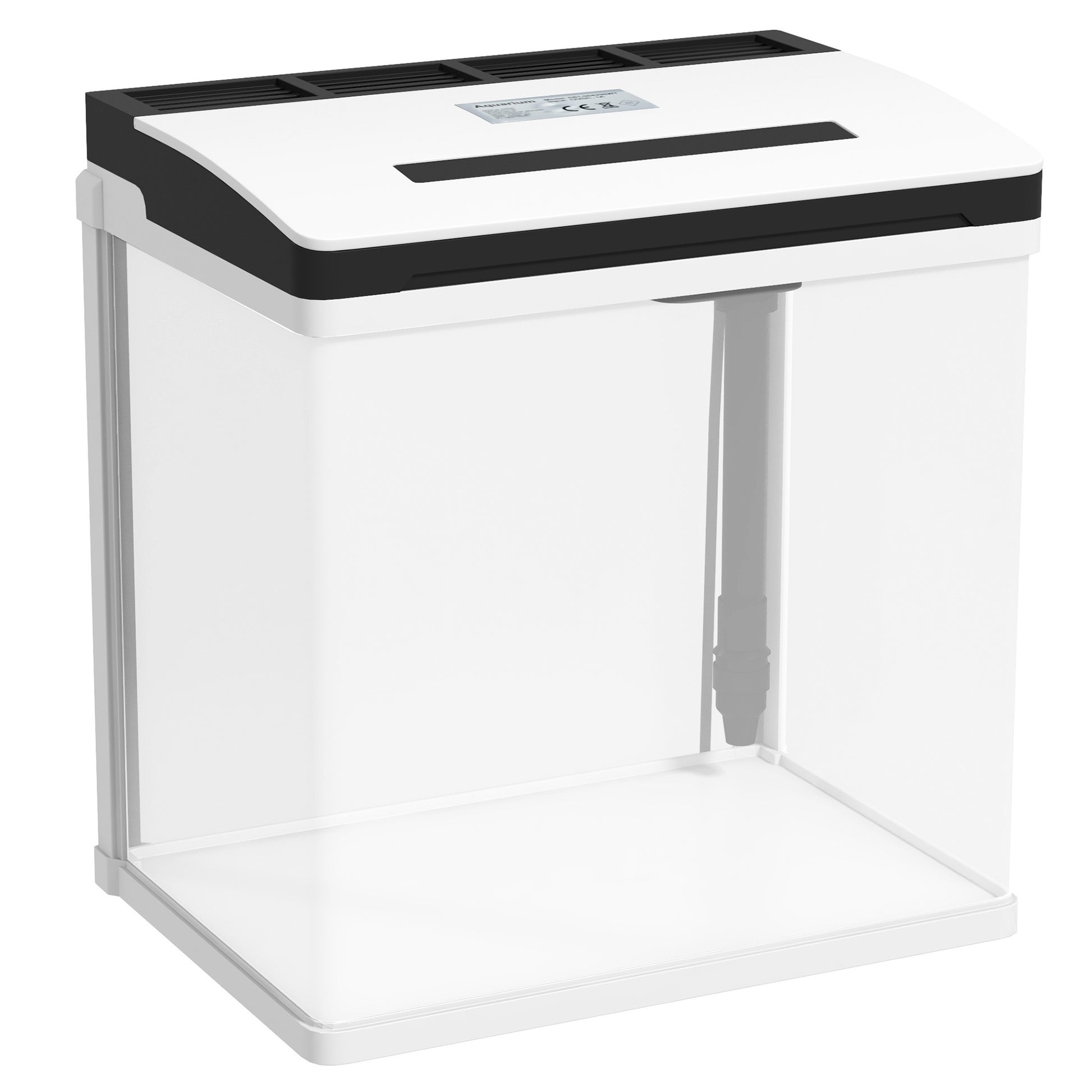 Pawhut Acuario De Cristal 13l Con Sistema De Filtro Luz Led 29x20x30,5 Cm Blanco_0