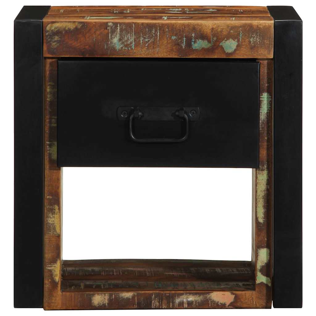 Mesilla De Noche Multicolor 40x35x40 Cm Madera Maciza Reciclada_4