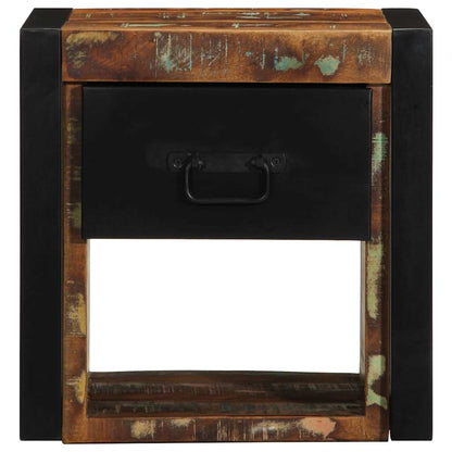 Mesilla De Noche Multicolor 40x35x40 Cm Madera Maciza Reciclada_4