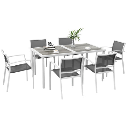 Outsunny Conjunto De Comedor De Exterior Con 1 Mesa Y 6 Sillas Apilables Gris_0
