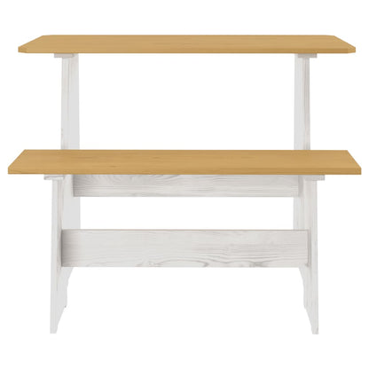 Mesa De Comedor Con Banco Reine Madera De Pino Marrón Blanco_0