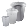 Set De 3 Cubos De Basura/papelera Polivalente Mats Con Tapa Cerrable De Plastico Resistente 7/23/50 Litros En Color Plateado