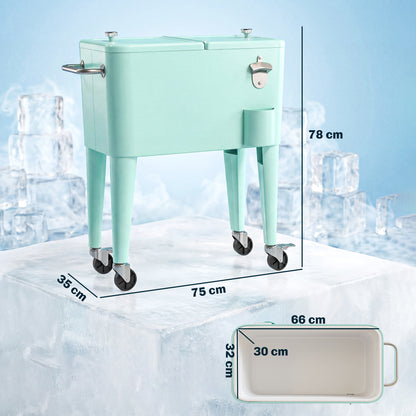 Outsunny Carro De Bebidas Refrigerado 56l Con Ruedas Abrebotellas Recogetapas_2