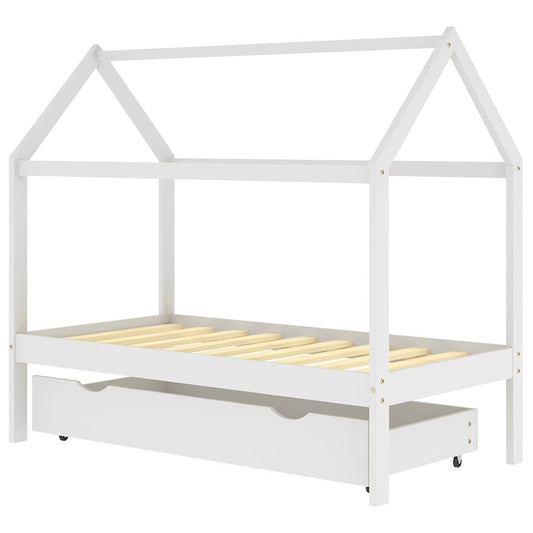 Vidaxl Estructura Cama Niños Con Cajón Madera Pino Blanco 80x160 Cm_0