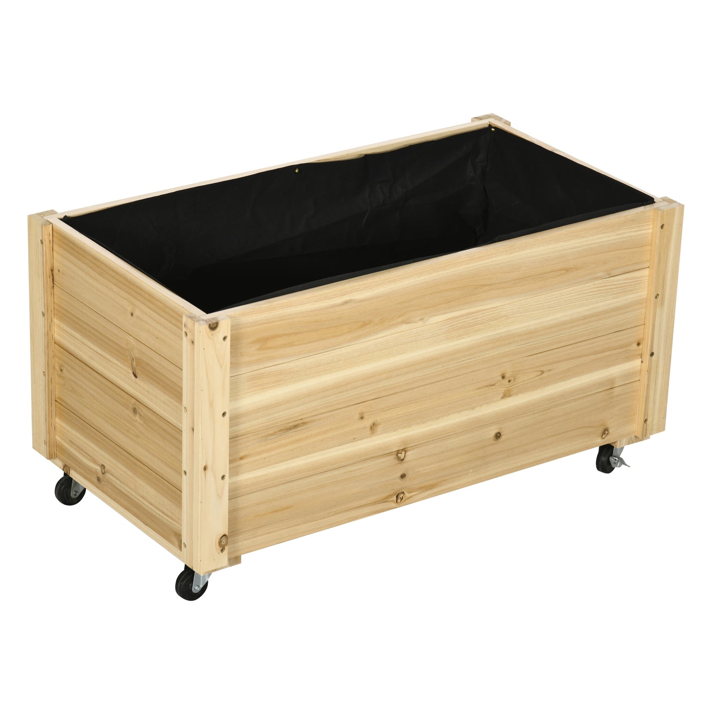 Outsunny Jardinera De Madera Con Ruedas Tela No Tejida 89x48x47 Cm Natural_0