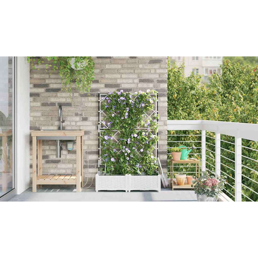 Vidaxl Jardineras Blanco 80 X 40 X 126 Cm Acero_3