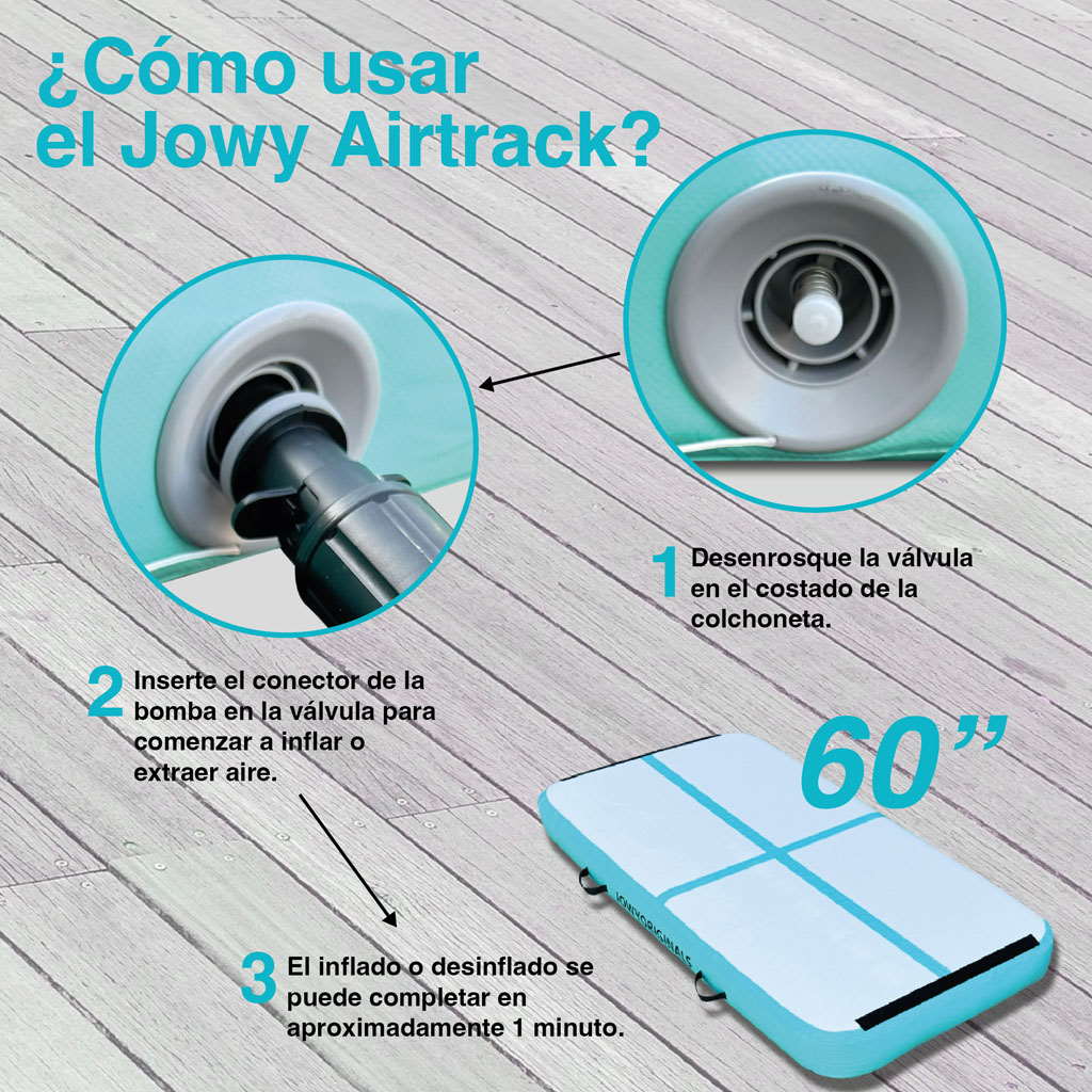 Jowy Airtrack 200x100x20cm Colchoneta Inflable, Color Azul_4