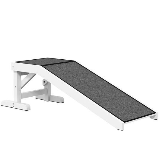 Pawhut Rampa Para Perros De Madera Con Alfombra Antideslizante 125x40x35,5 Cm_0