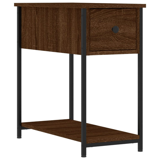 Mesita De Noche Madera De Ingeniería Marrón Roble 30x60x60 Cm_0