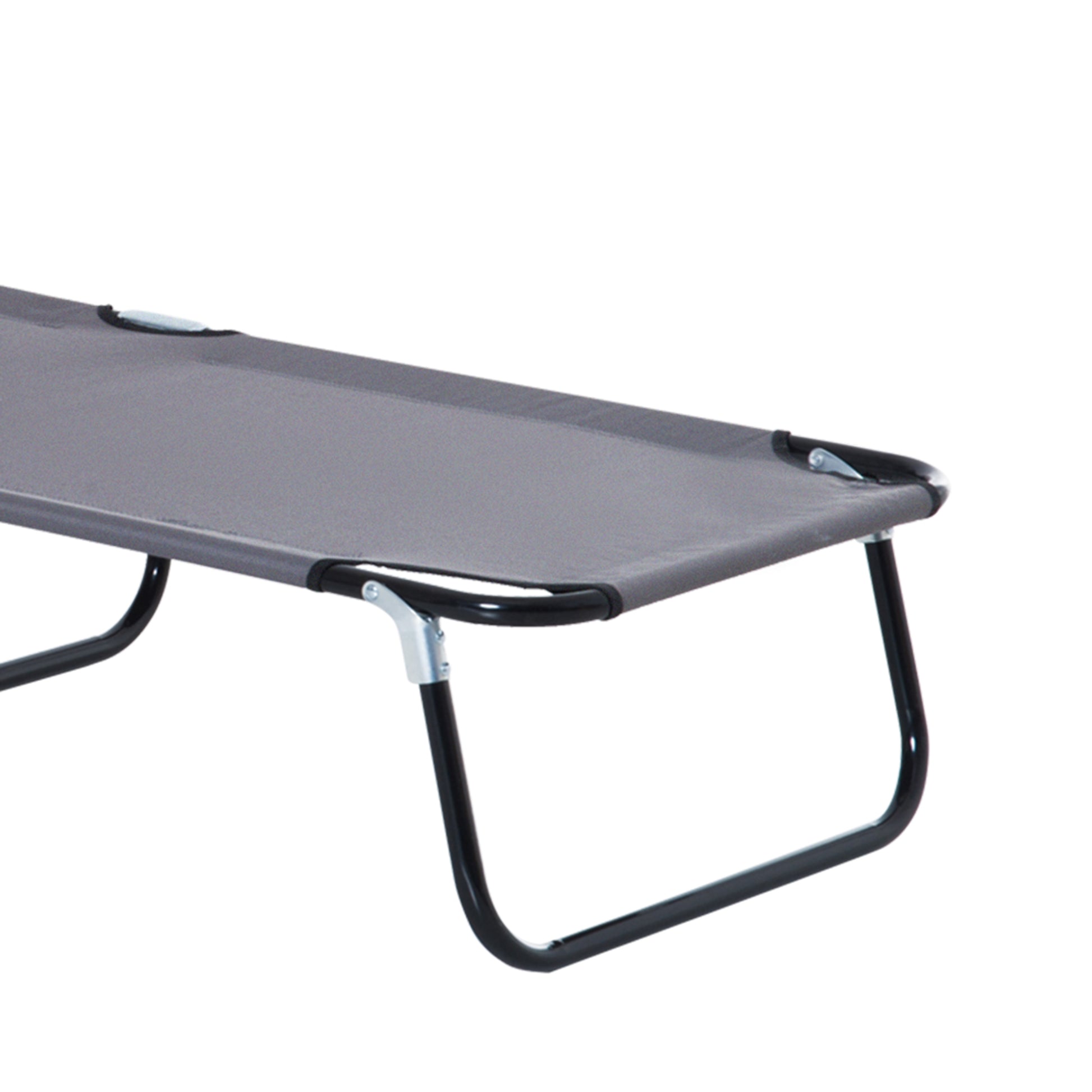 Outsunny Tumbona Plegable De Jardín Con Respaldo Ajustable Almohada Acero Gris_3