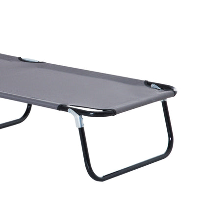 Outsunny Tumbona Plegable De Jardín Con Respaldo Ajustable Almohada Acero Gris_3