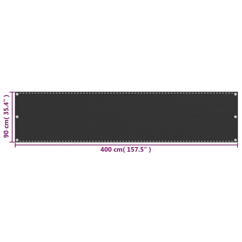 Vidaxl Toldo Para Balcón Hdpe 90x400 Cm Gris Antracita_2