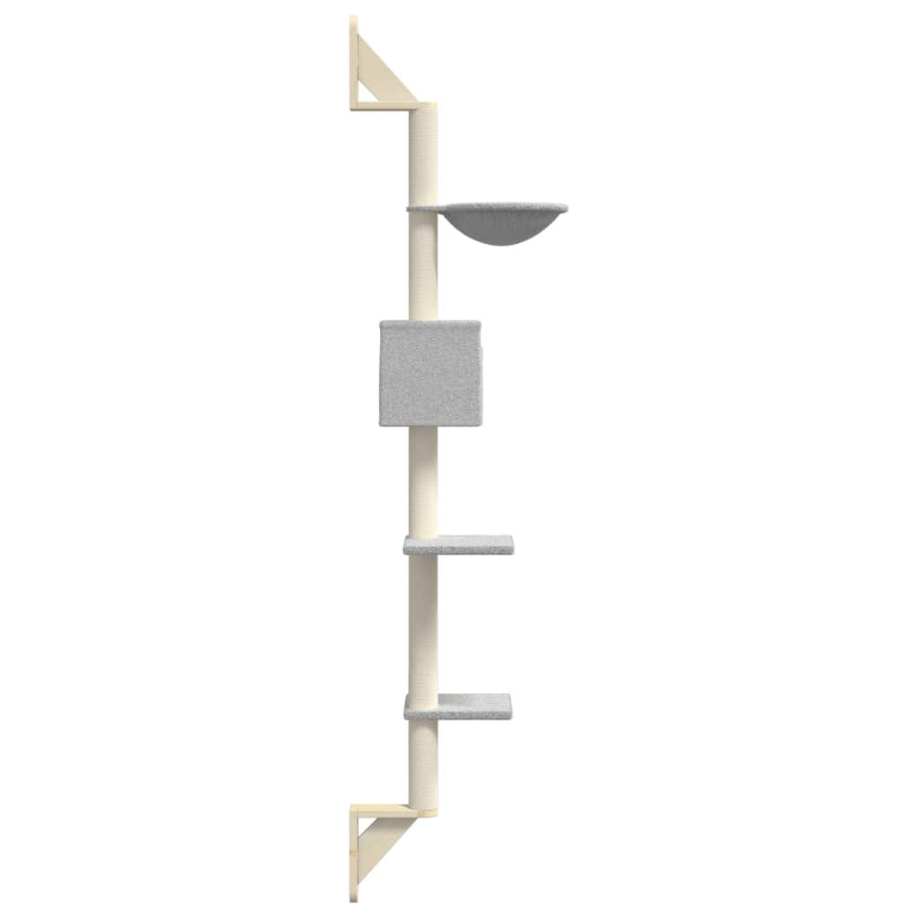 Árbol Rascador Para Gatos De Pared Gris Claro 187 Cm_4