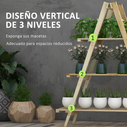 Outsunny Estantería Para Plantas De Madera Con Marco En A 100x36x112 Cm Natural_3