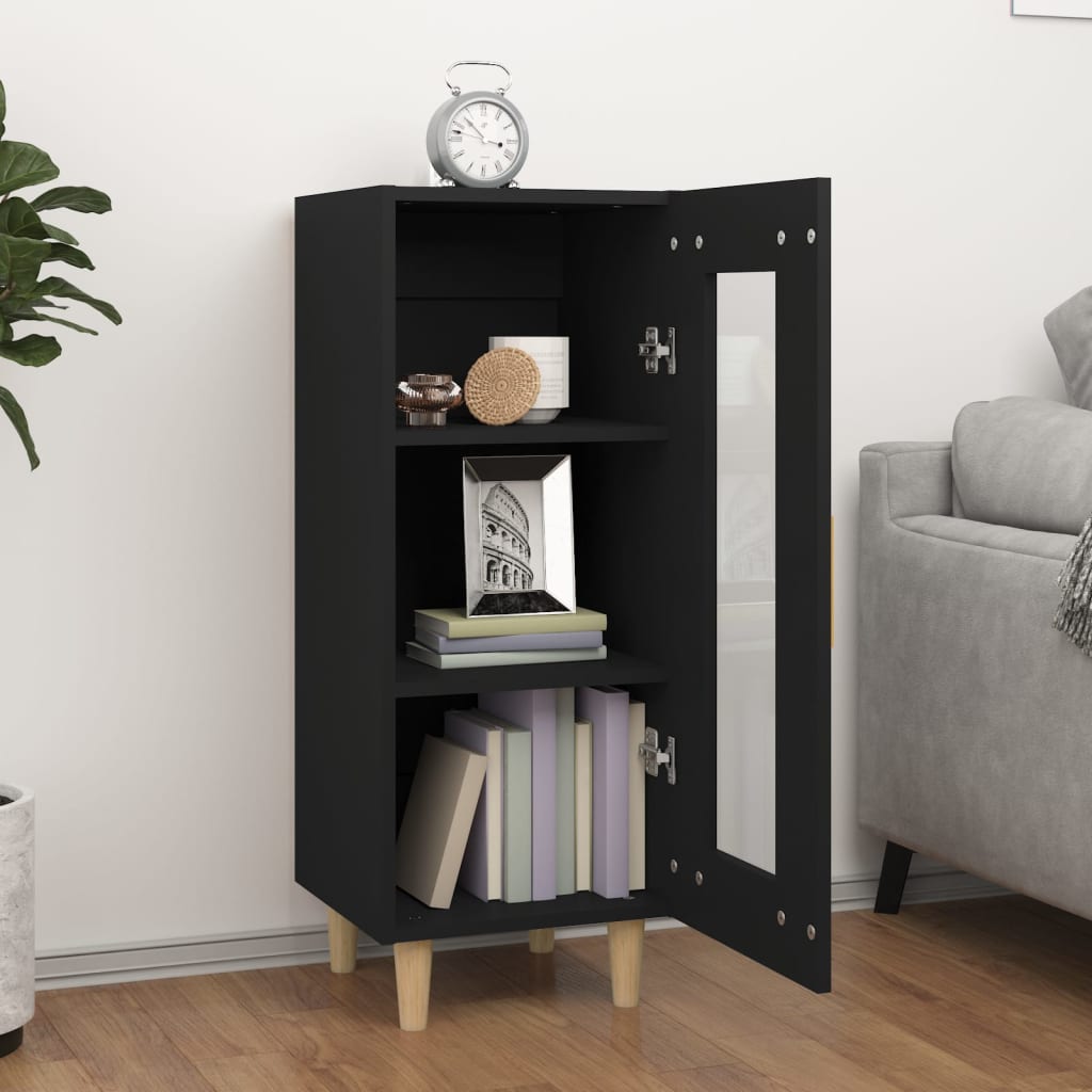 Aparador De Madera Contrachapada Negro 34,5x34x90 Cm / Vetonek_2