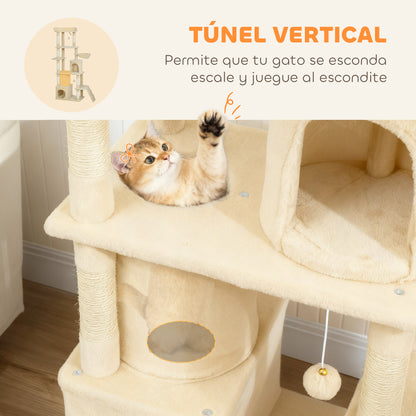 Pawhut Árbol Rascador Para Gatos Grande Altura 170 Cm Beige_5