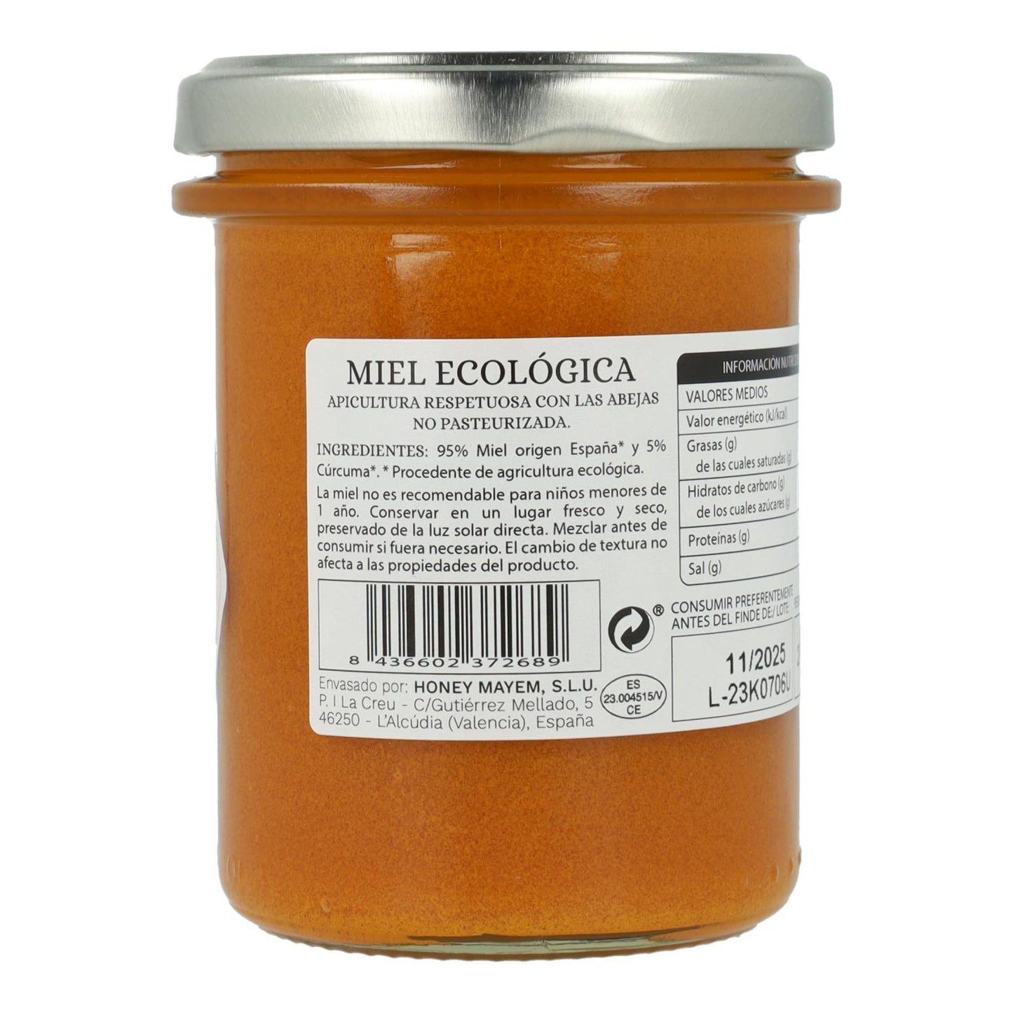 Miel con cúrcuma bio Mayem 275 g