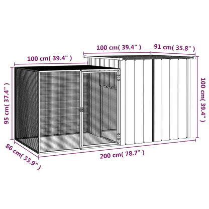 Vidaxl Jaula De Conejos Acero Galvanizado Antracita 200x91x100 Cm_4