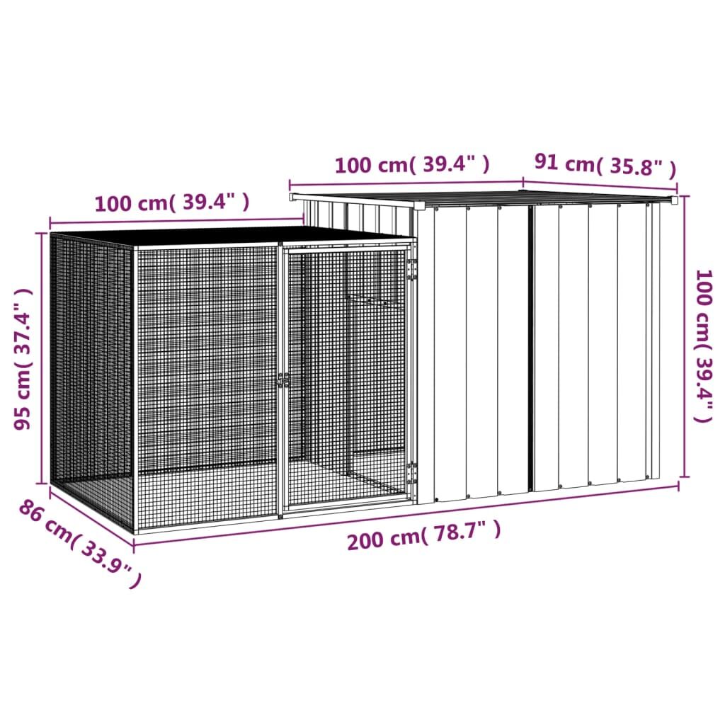 Vidaxl Jaula De Conejos Acero Galvanizado Gris 200x91x100 Cm_4