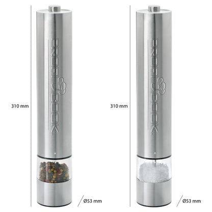 Pimentero Y Salero Eléctrico, Juego 2 Pcs, Acero Inox,  Con Luz, Cuchillas Cerámicas Precisión Proficook Pc-psm1031 Plata