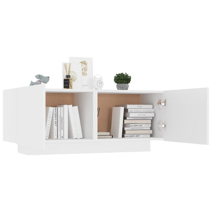 Mesita De Noche Madera De Ingeniería Blanco 100x35x40 Cm_2