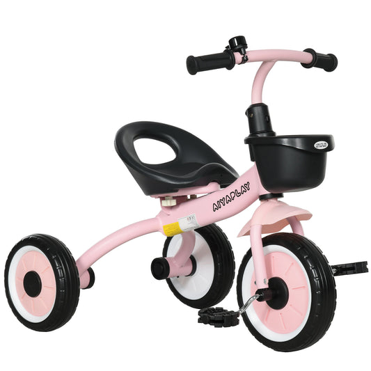 Aiyaplay Triciclo Para Niños De 2 A 5 Años Con Cesta Timbre 70,5x53x58 Cm Rosa_0