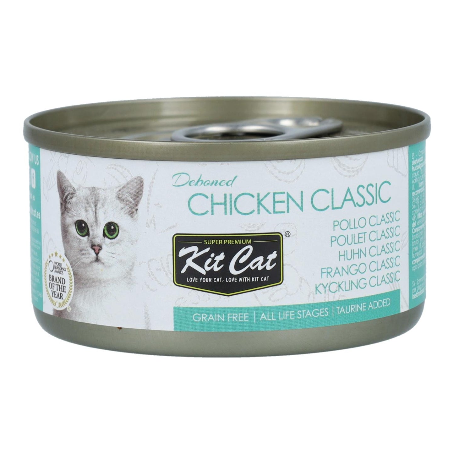 Kit Cat Lata Toppers - Pollo Classic 80 g Comida húmeda para gatos en gelatina