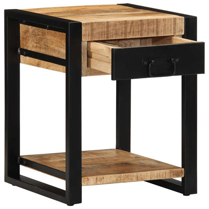 Mesa Auxiliar Madera Maciza De Mango Rugosa 40x40x50 Cm_1