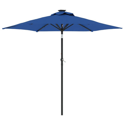 Vidaxl Sombrilla Jardín Con Luces Led Poste Acero Azul 225x225x212 Cm_0