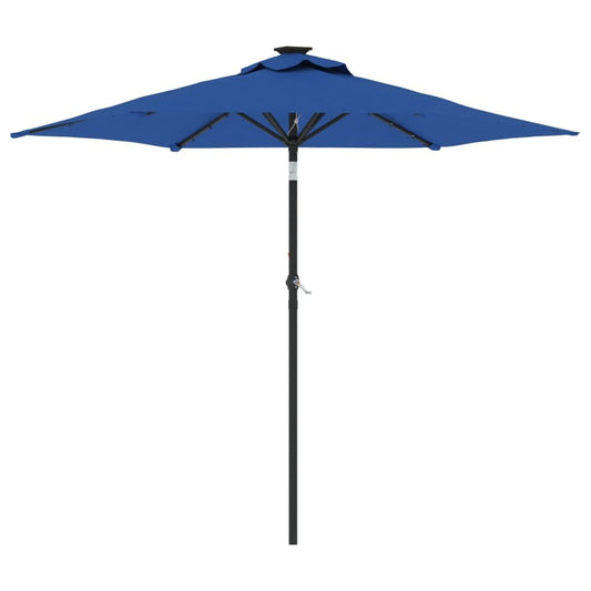 Vidaxl Sombrilla Jardín Con Luces Led Poste Acero Azul 225x225x212 Cm_0