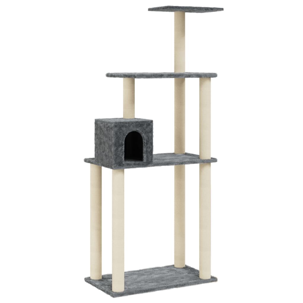 Vidaxl Rascador Para Gatos Con Postes De Sisal Gris Oscuro 147 Cm_0