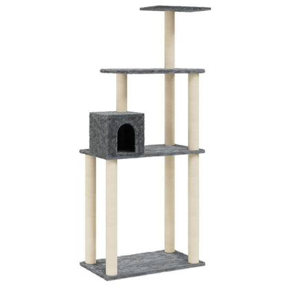 Vidaxl Rascador Para Gatos Con Postes De Sisal Gris Oscuro 147 Cm_0