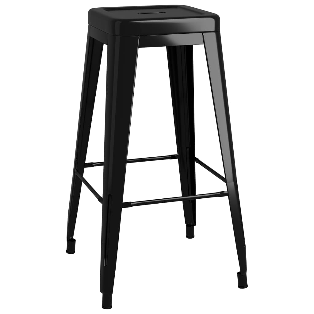Taburetes De Bar Apilables 2 Unidades De Metal Negro_1