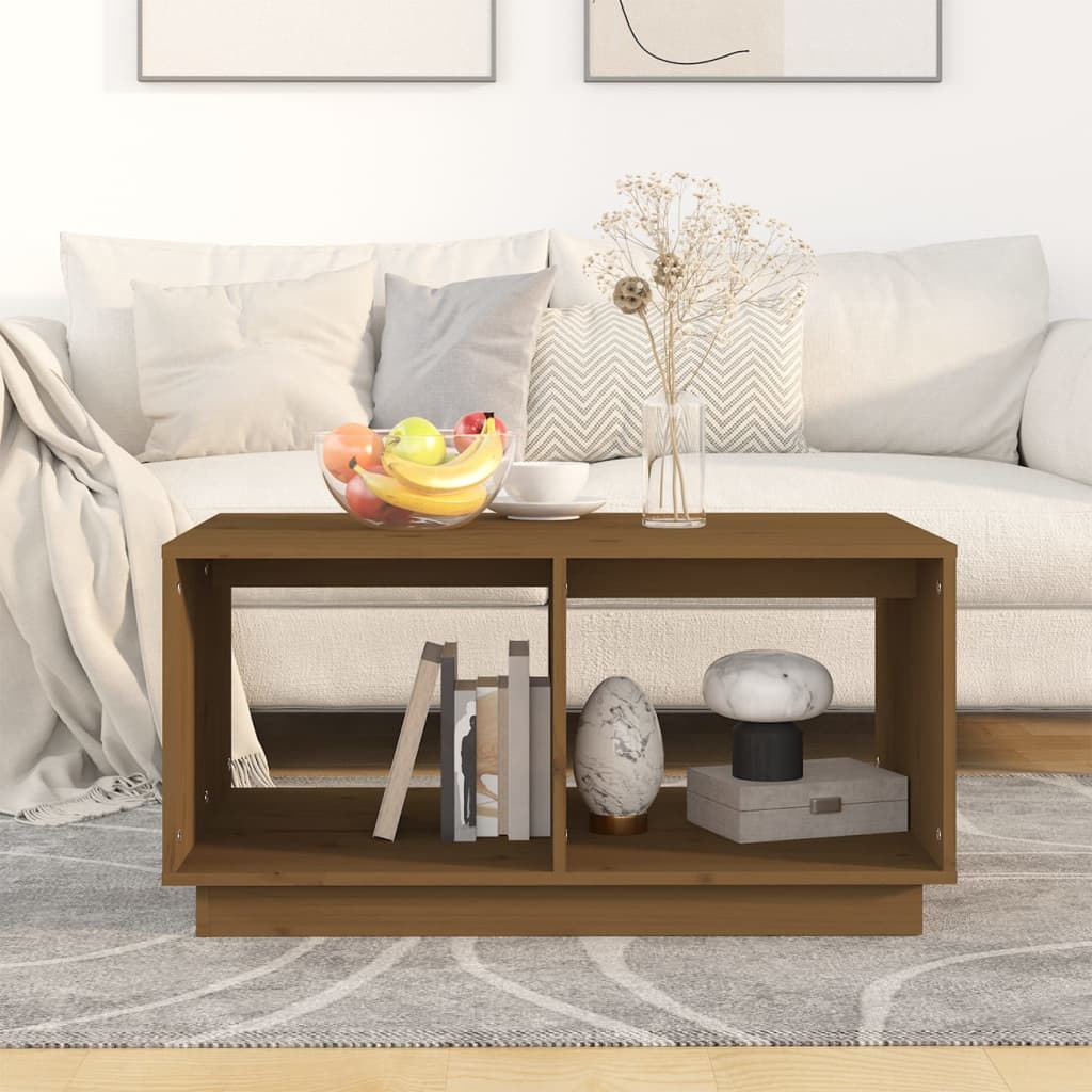Mesa De Centro Madera Maciza De Pino Marrón Miel 80x50x40 Cm_1