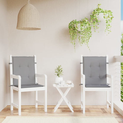 Vidaxl Cojín Silla Jardín Respaldo Bajo 2 Uds Tela Oxford Gris_1