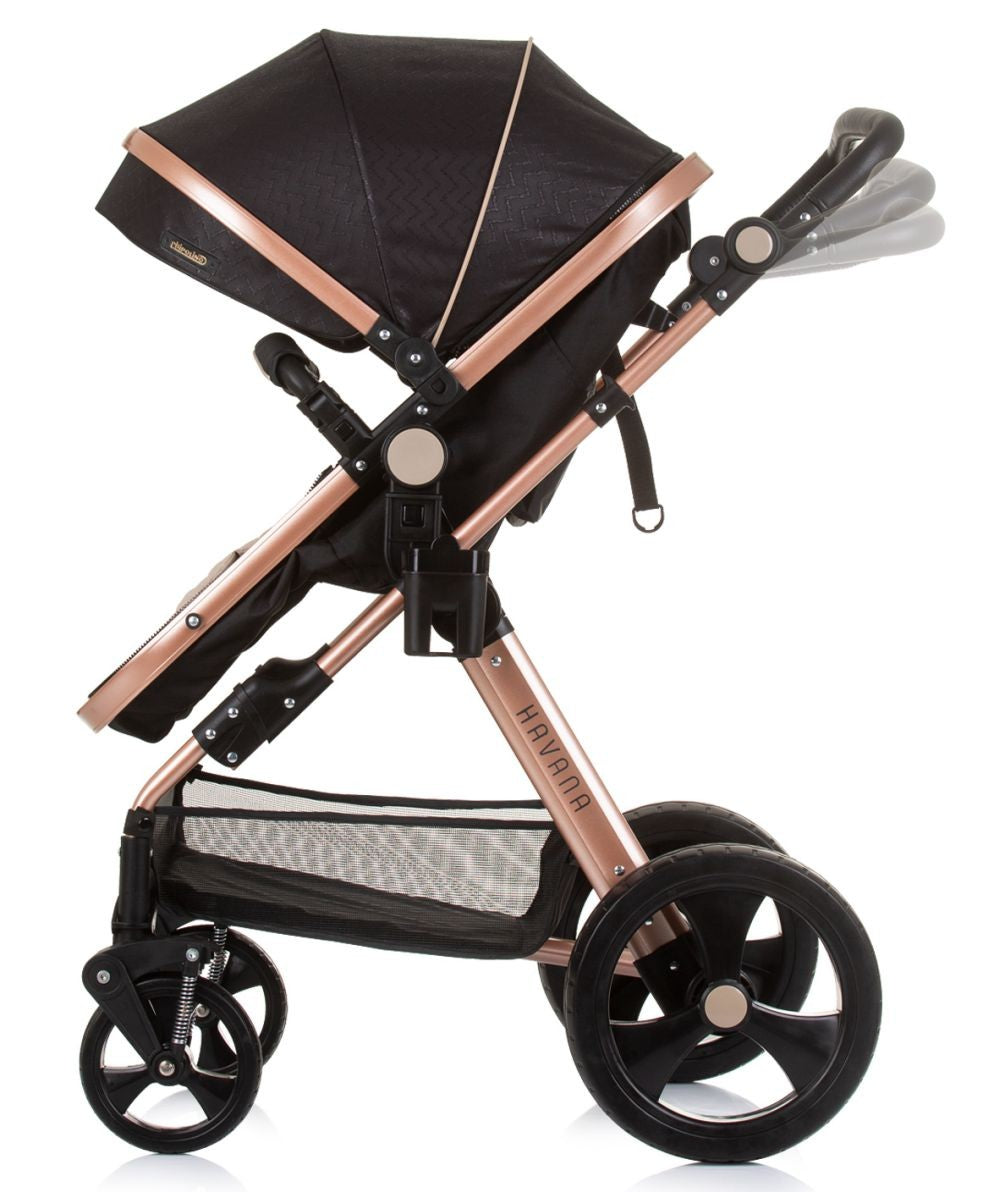 Carrito De Bebé Havana Dúo Convertible Hasta 22 Kg Con Bolso Y Mosquitera Obsidian Gold_1