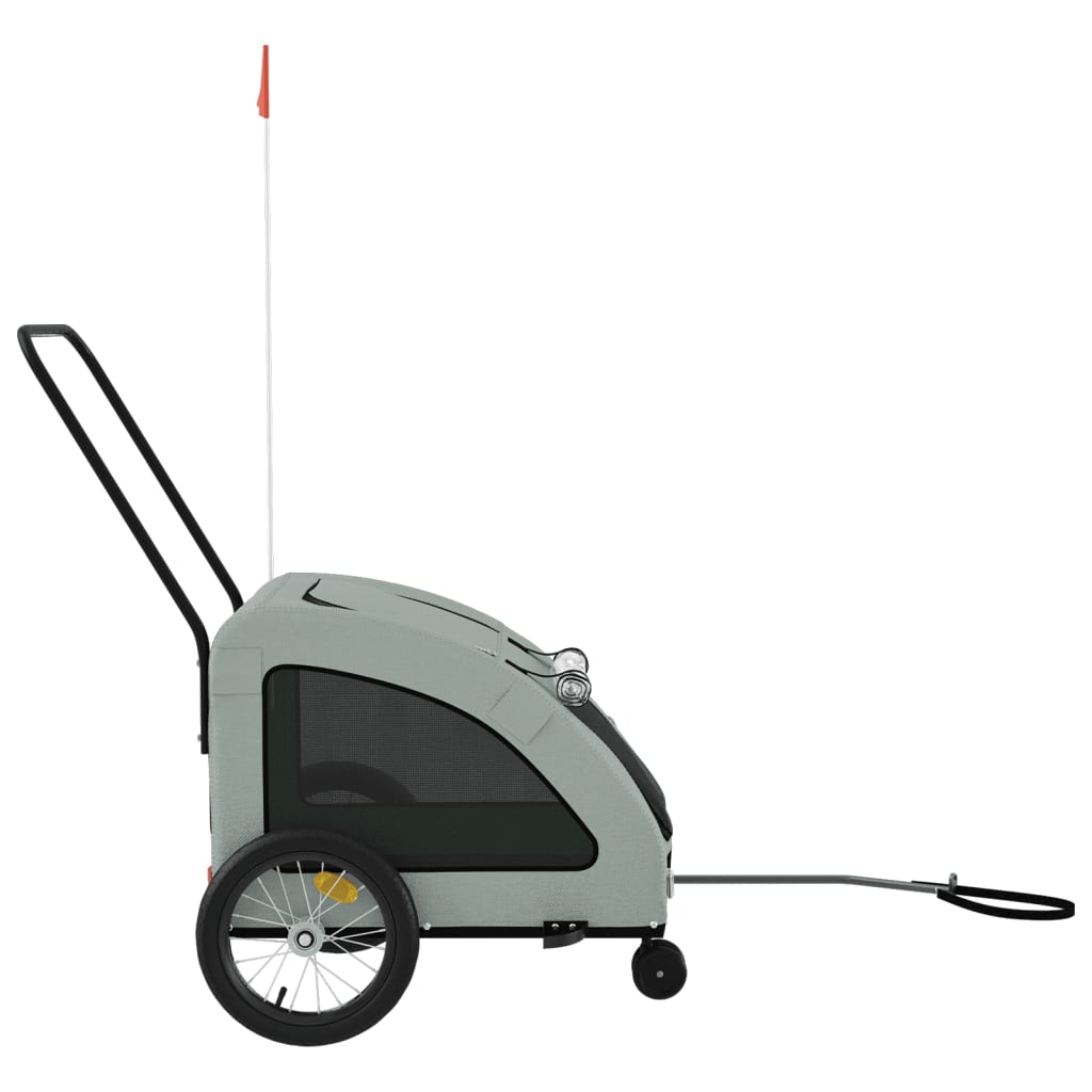 Remolque De Bicicleta Mascotas Hierro Tela Oxford Gris_5