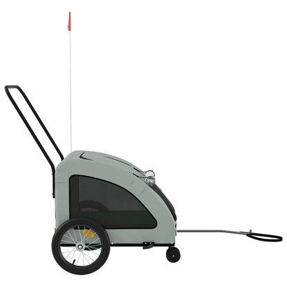 Remolque De Bicicleta Mascotas Hierro Tela Oxford Gris_5