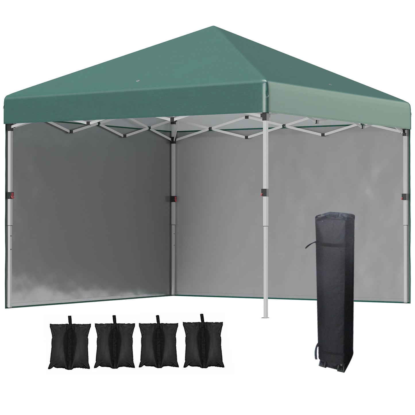 Outsunny Carpa Plegable 3x3 M Con Altura Ajustable Y Bolsa De Transporte Verde_0