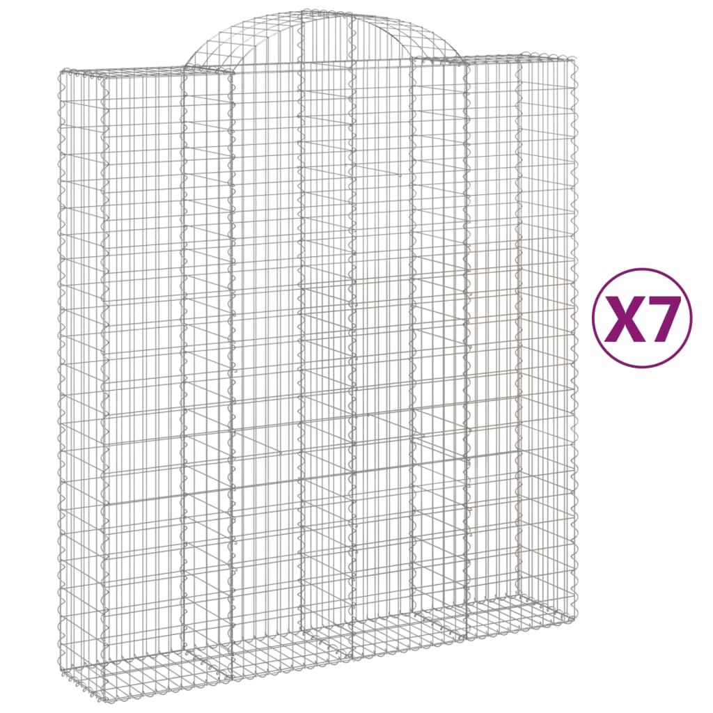 Cestas De Gaviones 7 Uds Forma De Arco Hierro 200x50x220/240 Cm_0