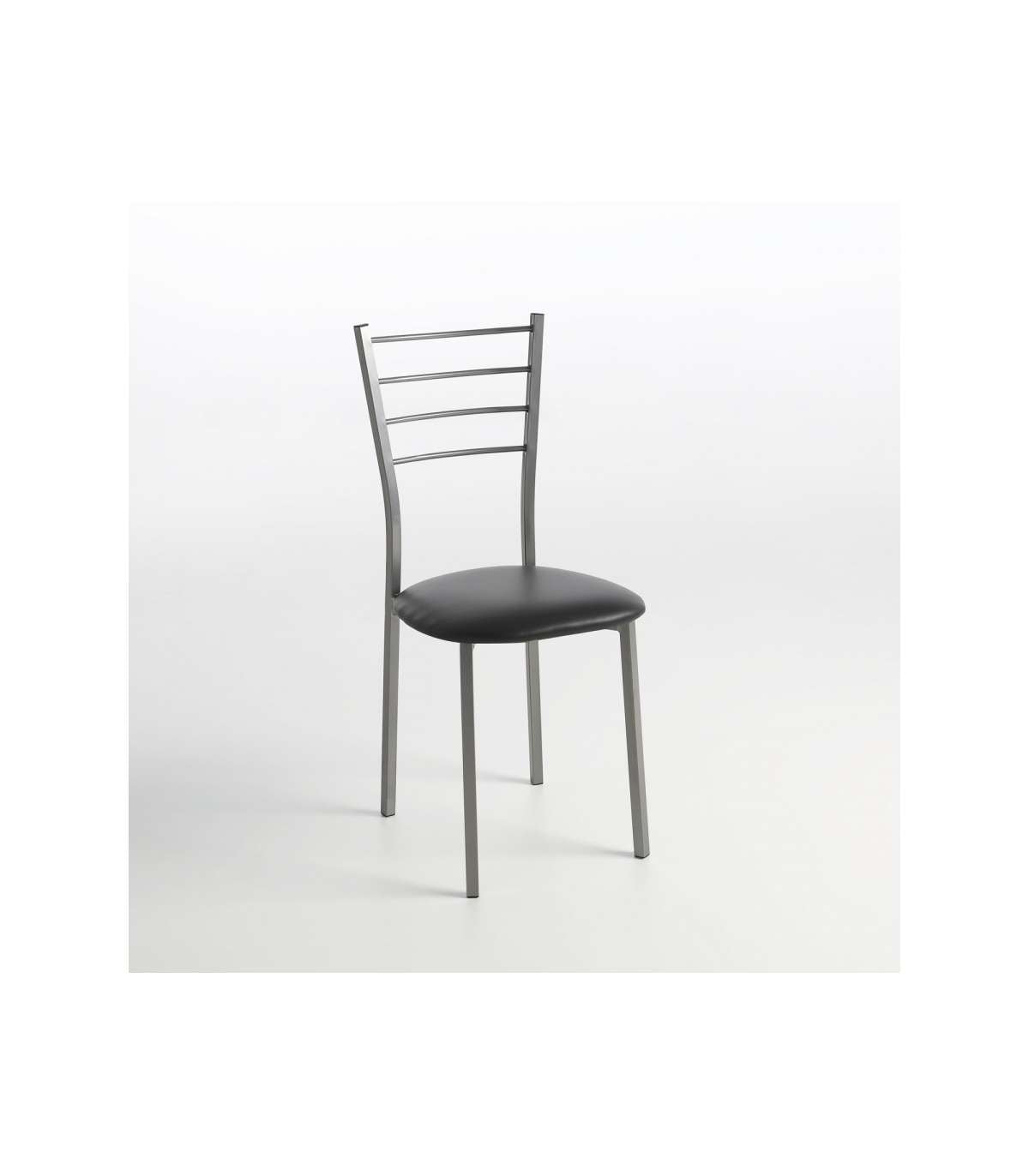 Pack De 2 Sillas Berlin Estructura Gris Tapizado Negro, 90 Cm(alto)38 Cm(ancho)38 Cm(largo_0
