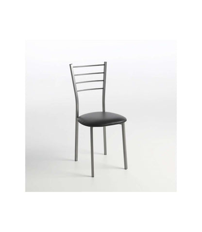 Pack De 2 Sillas Berlin Estructura Gris Tapizado Negro, 90 Cm(alto)38 Cm(ancho)38 Cm(largo_0