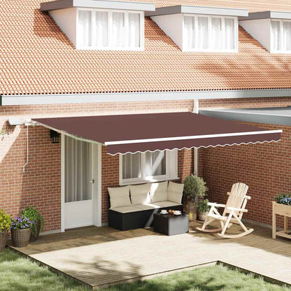 Toldo Retráctil Manual Con Luz Led Marrón 450x300 Cm_1